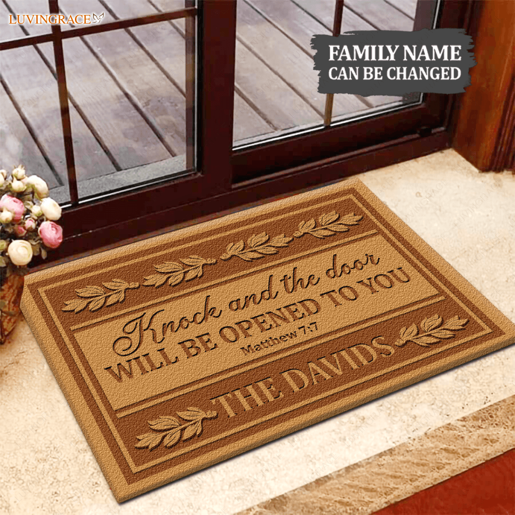 Knock And The Door Will Be Opened To You Personalized Mat Doormat