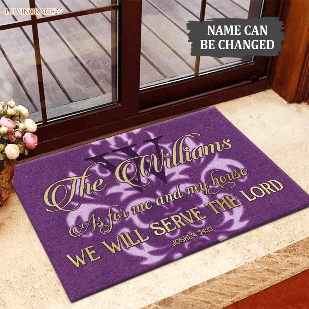 Lame Purple Serve The Lord Personalized Doormat