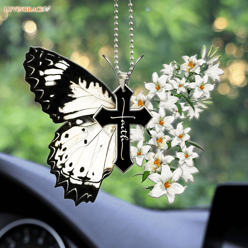 Lily Butterfly Cross Ornament