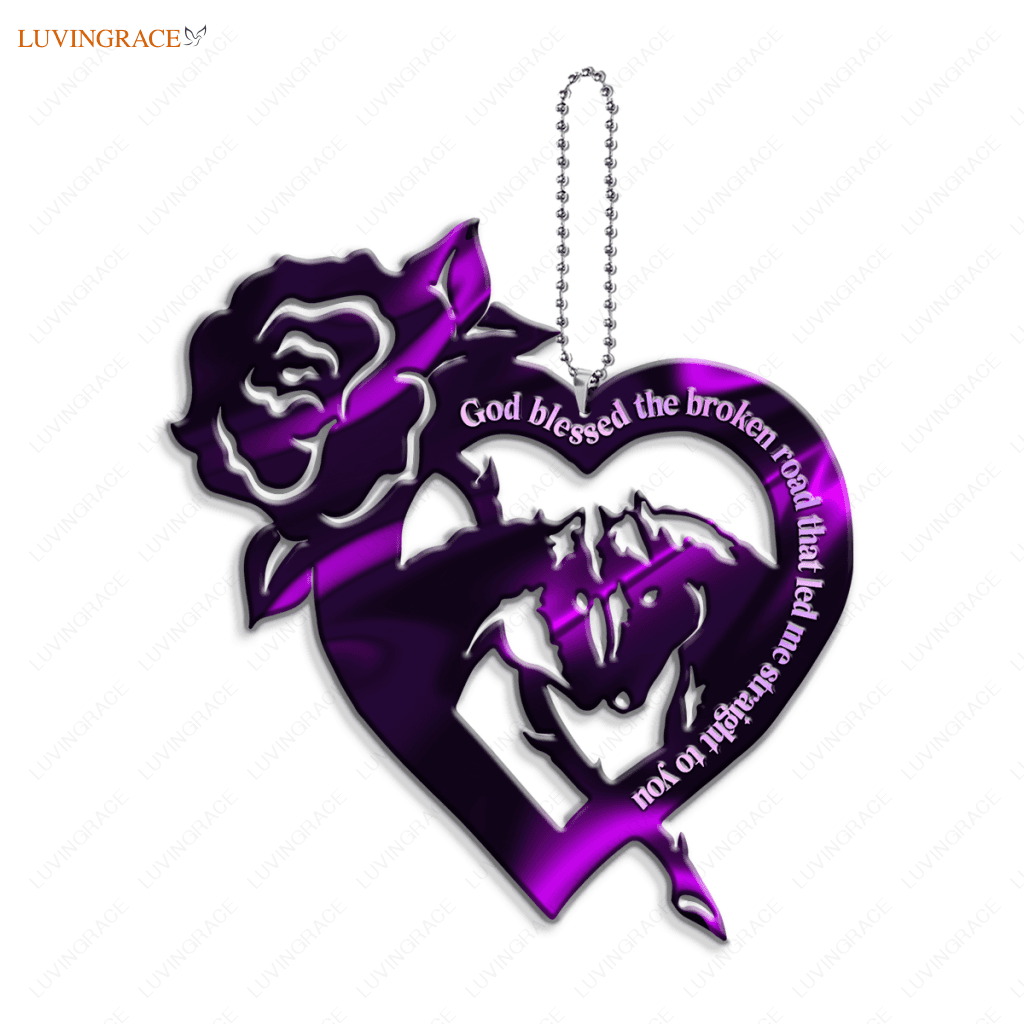 Love Horses Couple And Rose Heart God Blessed Personalized Ornament