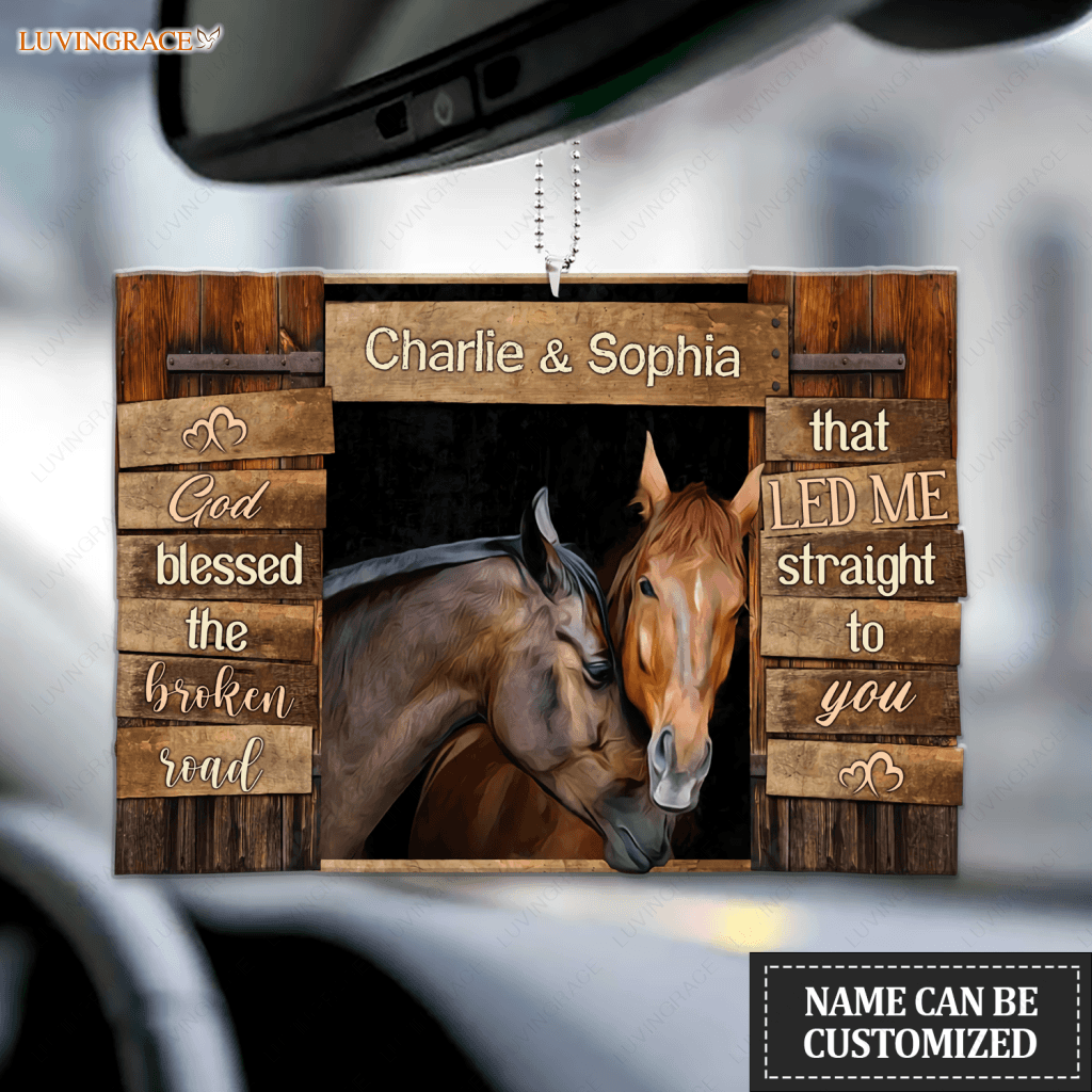 Loving Horse Couple God Blessed Personalized Ornament