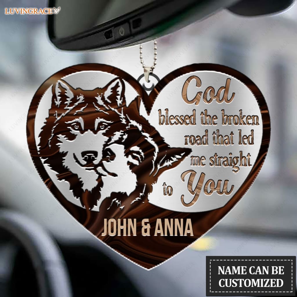 Lunvingrace M15 Wolf Couple God Blessed Personalized Ornament