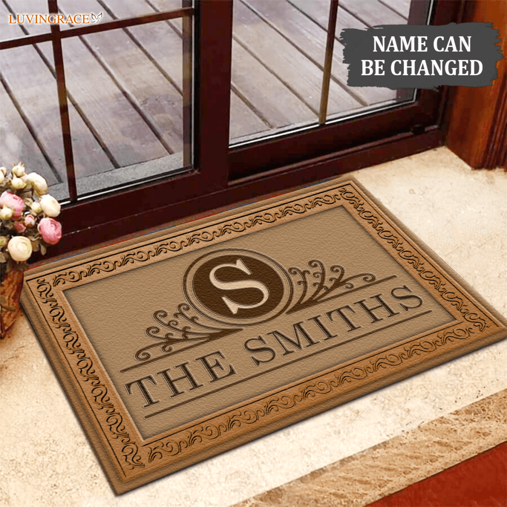Luvingrace 04 Vintage Monogram Collection Family Name Personalized Doormat