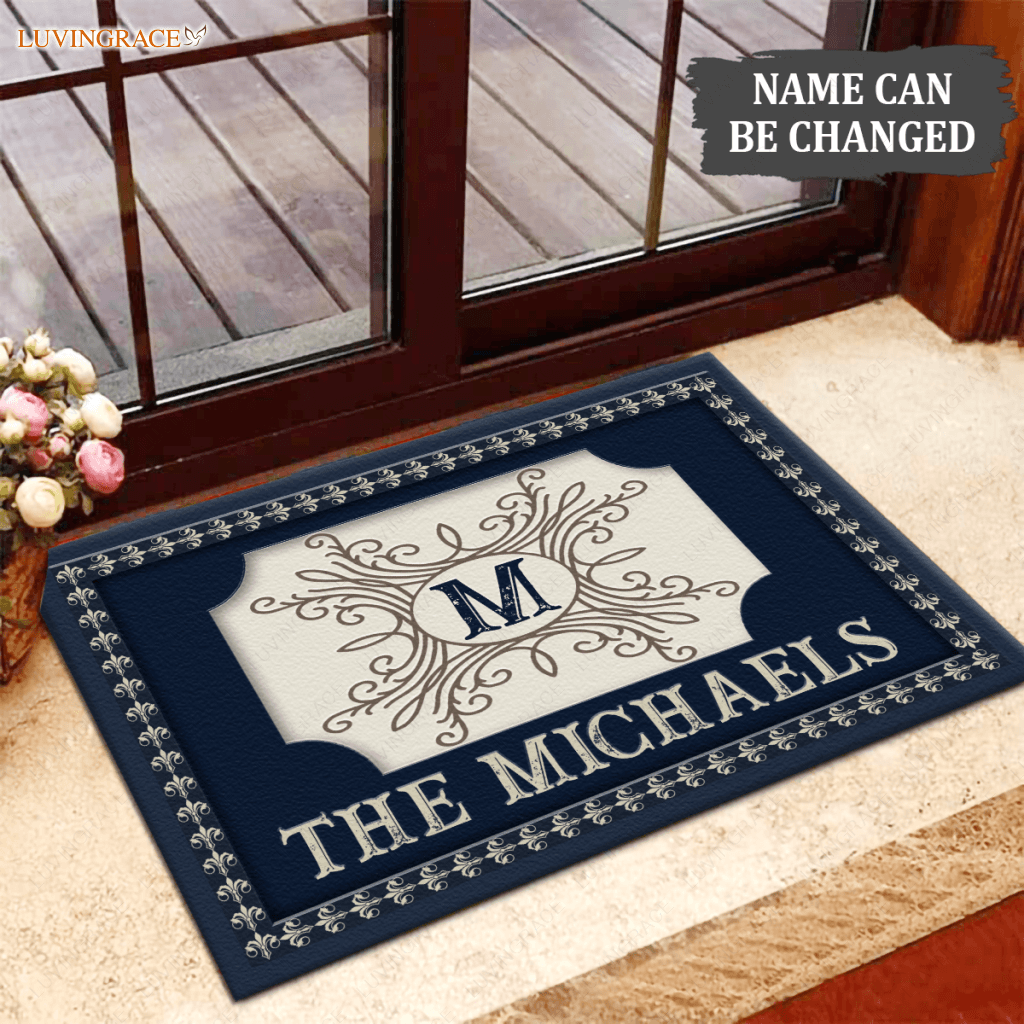 Luvingrace 05 Vintage Monogram Collection Family Name Personalized Doormat