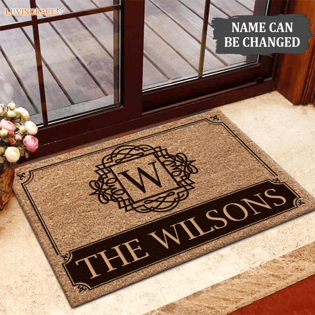 Luvingrace L01 Vintage Monogram Collection Family Name Personalized Doormat