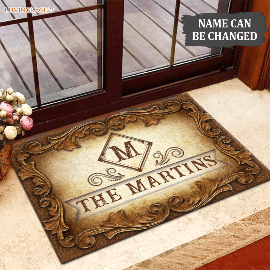 Luvingrace L02 Vintage Monogram Collection Family Name Personalized Doormat