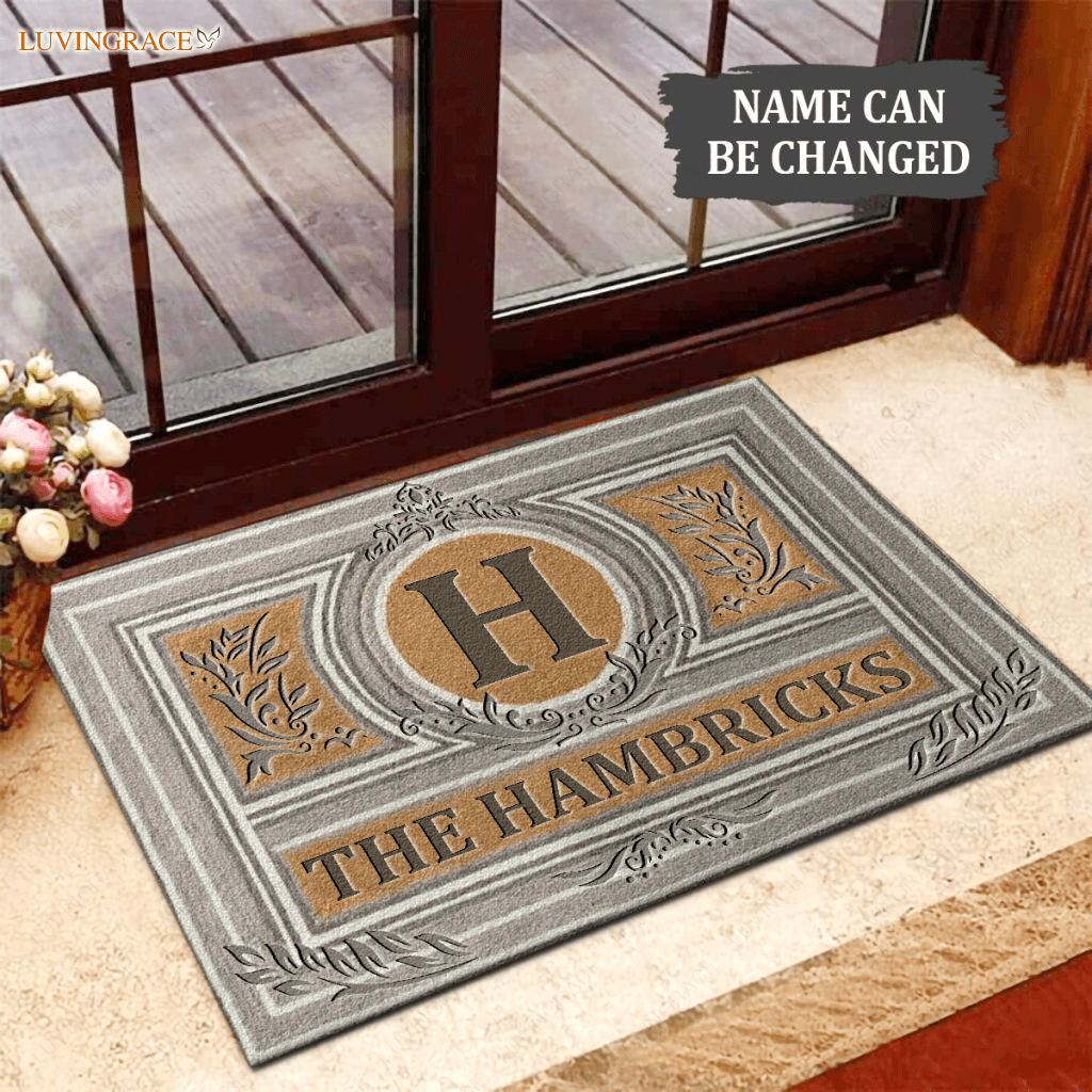 Luvingrace L07 Vintage Monogram Collection Family Name Personalized Doormat