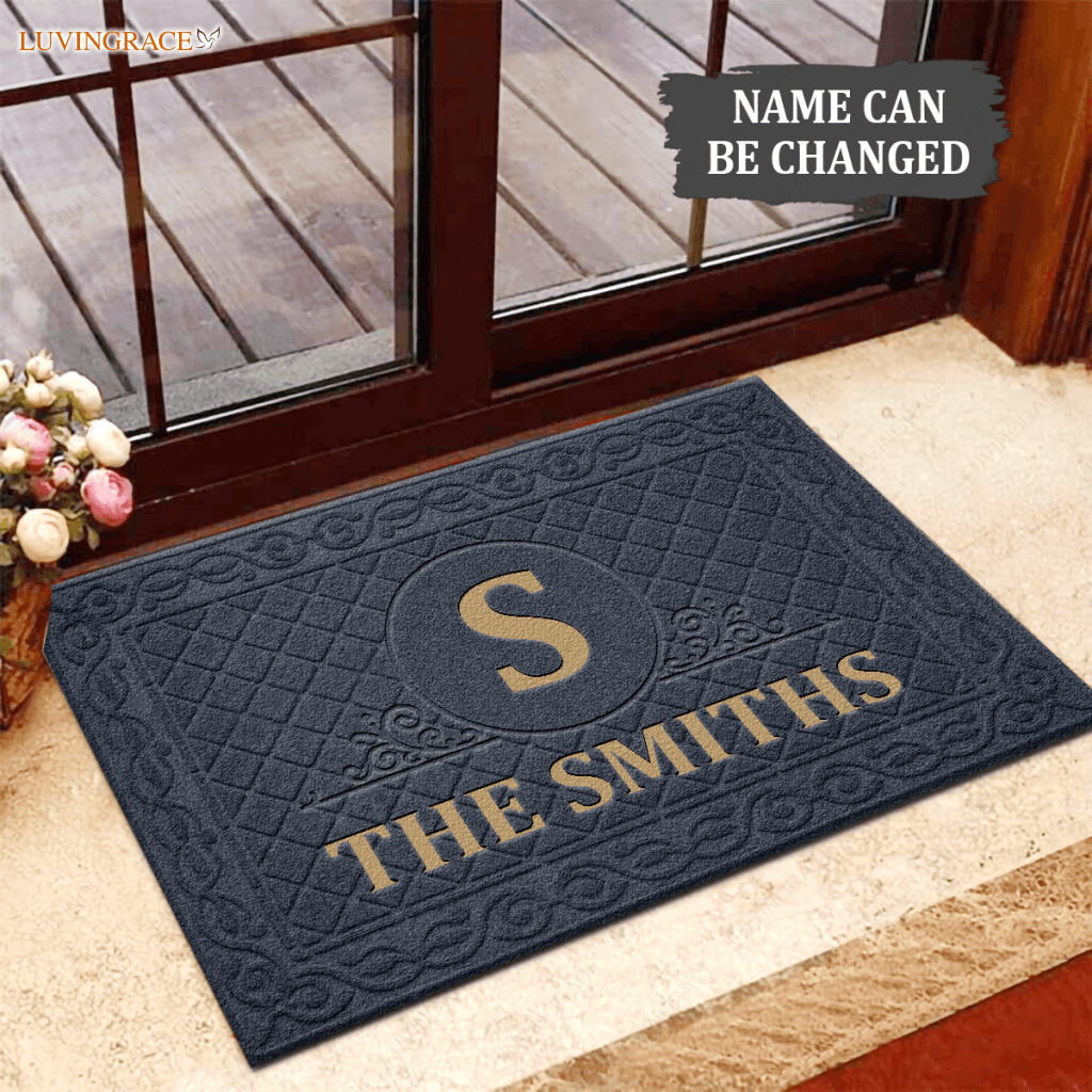 Luvingrace L08 Vintage Monogram Collection Family Name Personalized Doormat