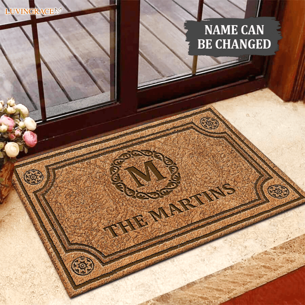 Luvingrace L09 Vintage Monogram Collection Family Name Personalized Doormat