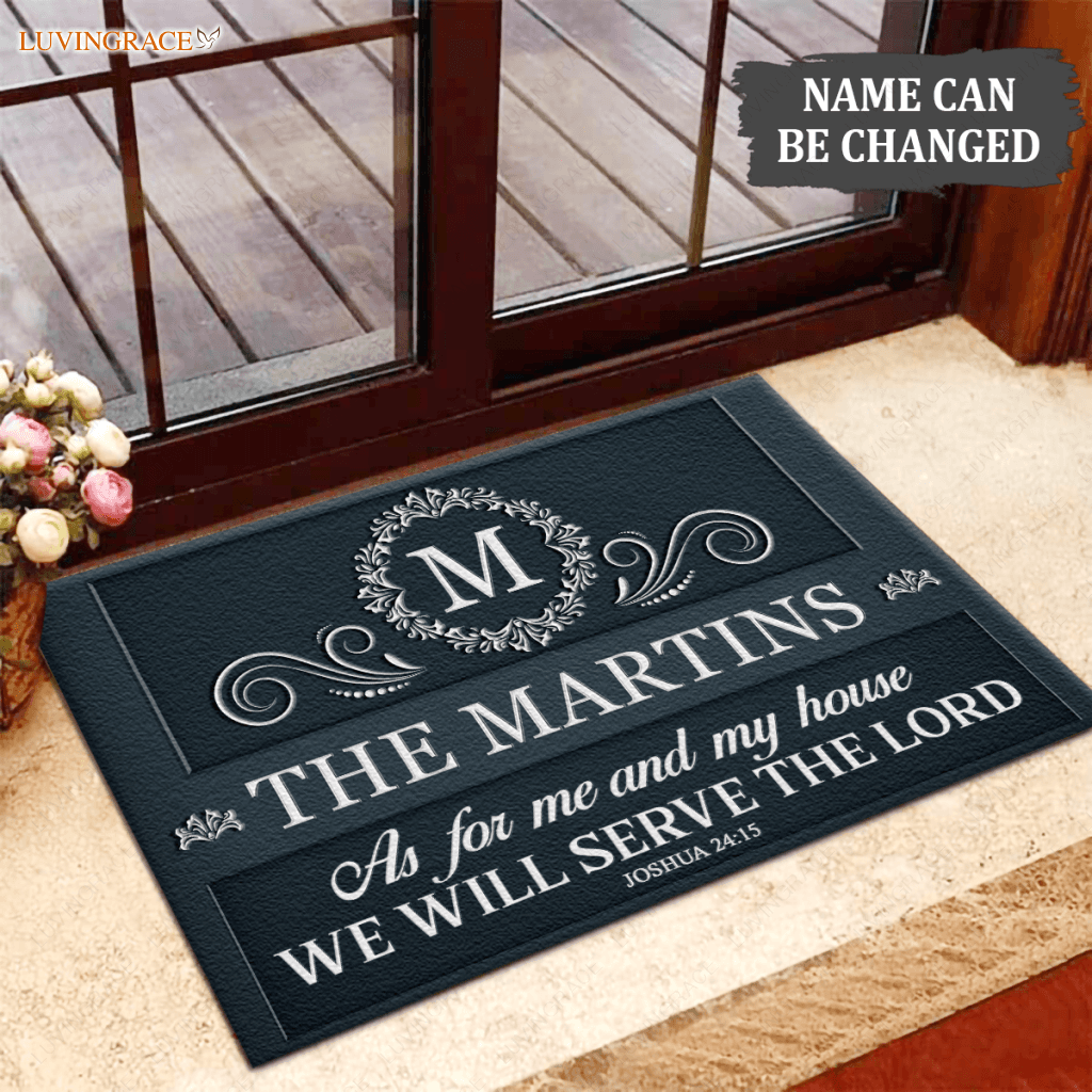 Luvingrace L115 Vintage Monogram Collection As For My House Personalized Doormat