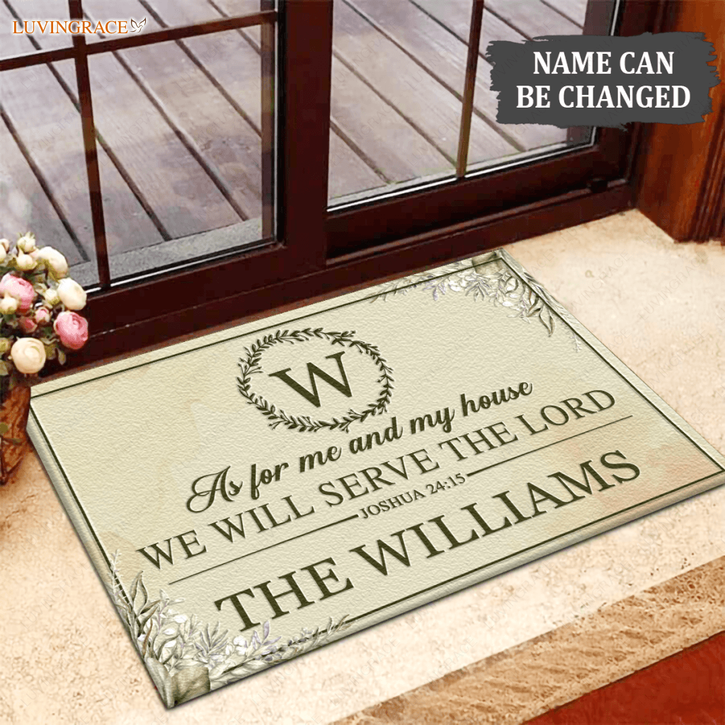 Luvingrace L128 Foral Monogram Collection As For My House Personalized Doormat