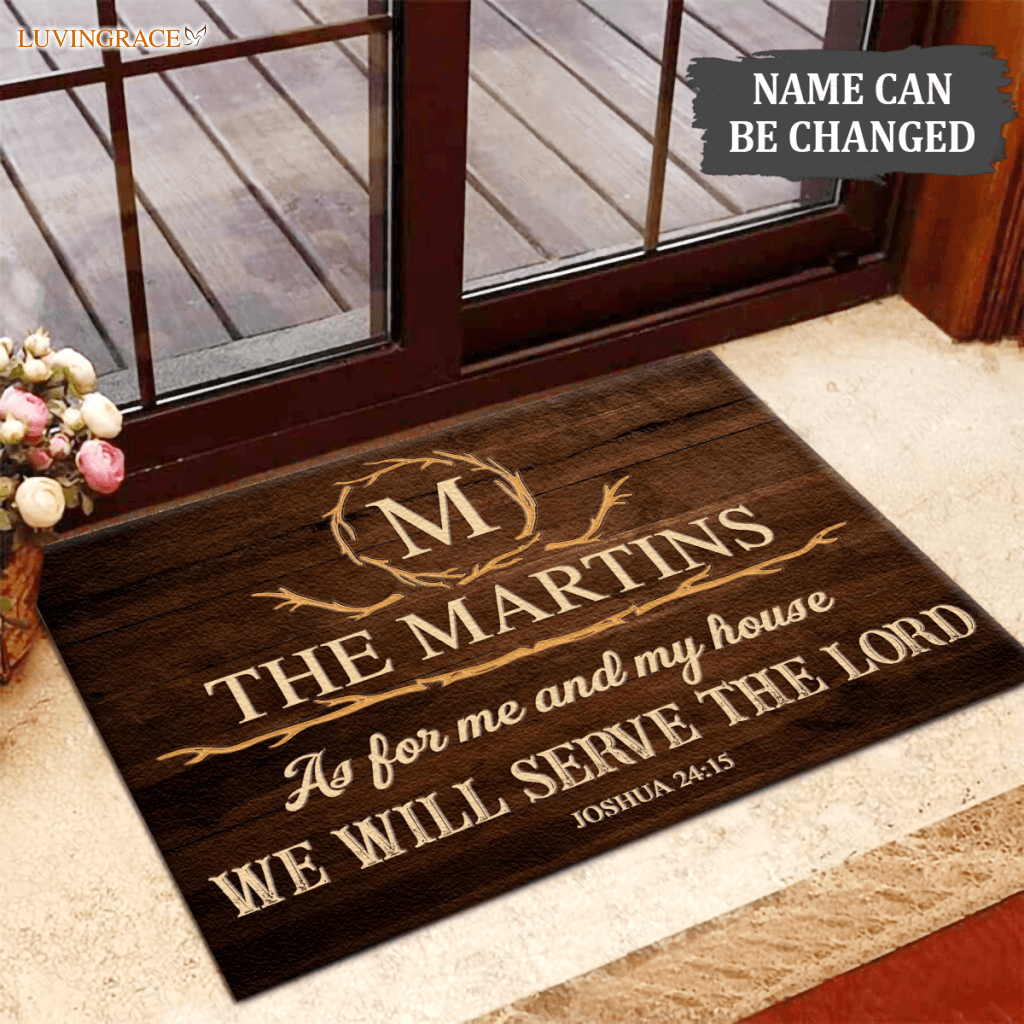 Luvingrace L129 Vintage Monogram Collection As For My House Personalized Doormat