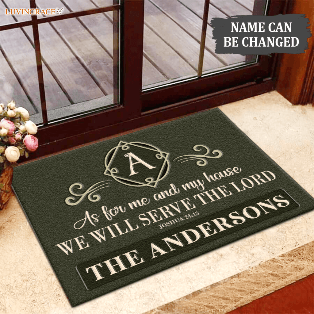 Luvingrace L138 Vintage Monogram Collection As For My House Personalized Doormat