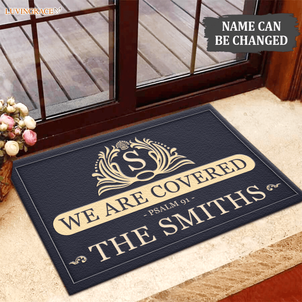 Luvingrace L147 Vintage Monogram Collection We Are Covered Personalized Doormat