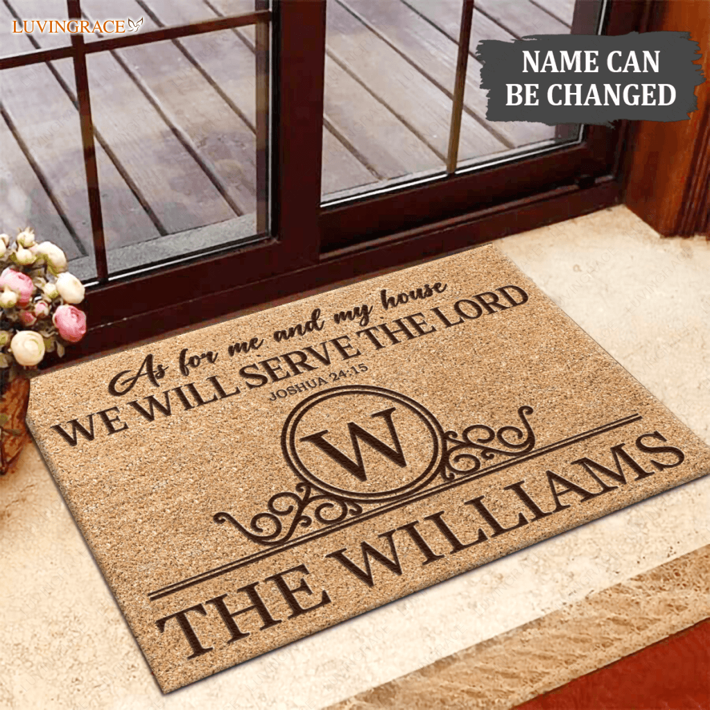 Luvingrace L154 Vintage Monogram Collection As For My House Personalized Doormat