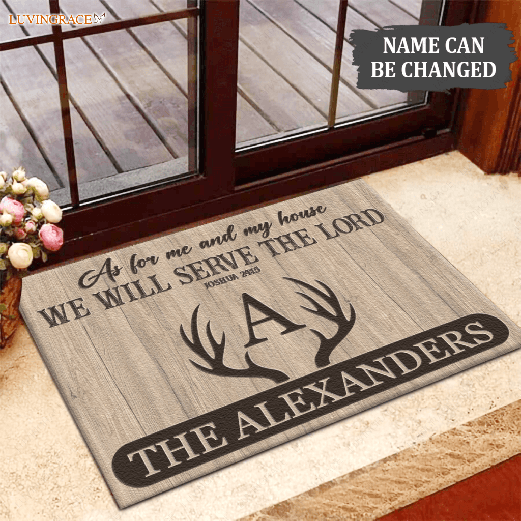 Luvingrace L155 Deer Antlers As For My House Personalized Doormat