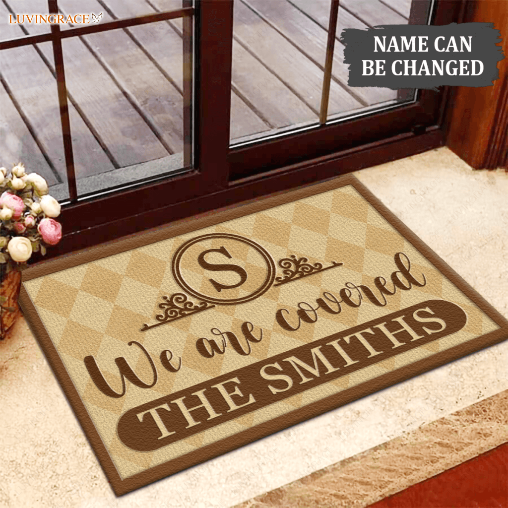 Luvingrace L157 Vintage Monogram Collection We Are Covered Personalized Doormat