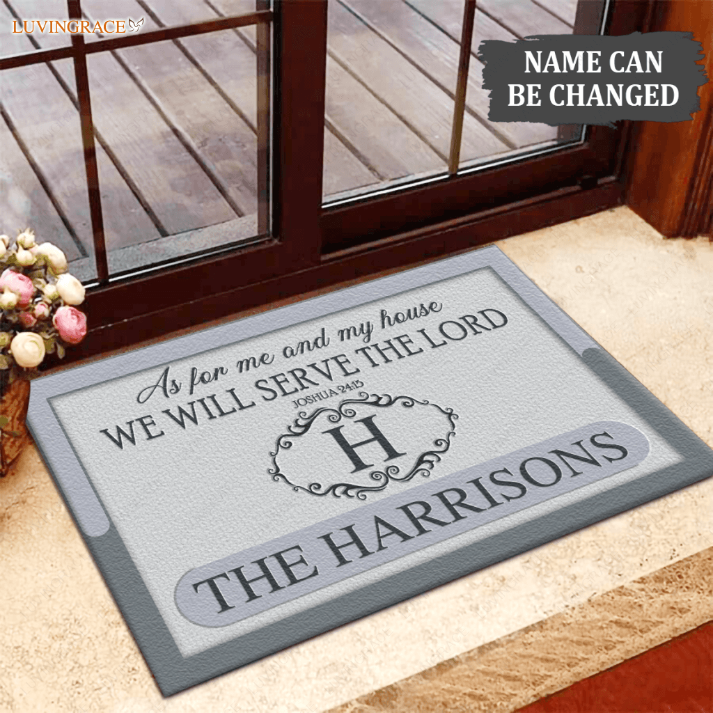 Luvingrace L158 Vintage Monogram Collection As For My House Personalized Doormat