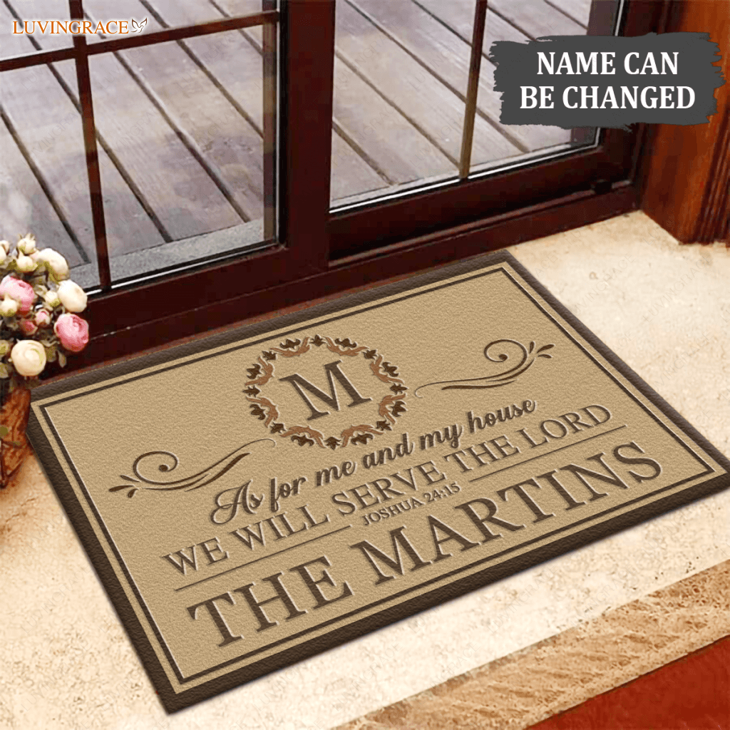 Luvingrace L159 Vintage Monogram Collection As For My House Personalized Doormat