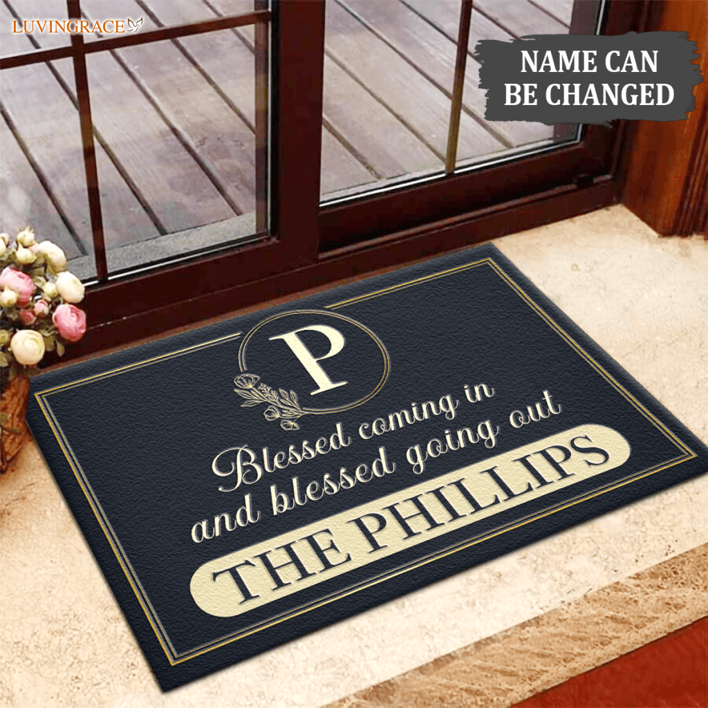 Luvingrace L164 Vintage Elegant Blessed Coming In Personalized Doormat