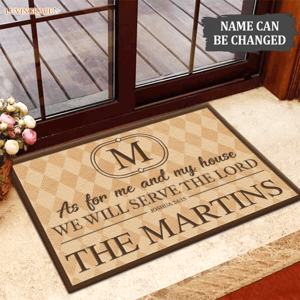 Luvingrace L168 Vintage Monogram Collection As For My House Personalized Doormat