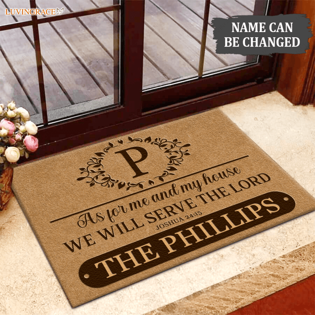 Luvingrace L180 Vintage Monogram Collection As For My House Personalized Doormat