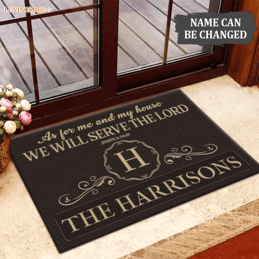 Luvingrace L182 Vintage Monogram Collection As For My House Personalized Doormat