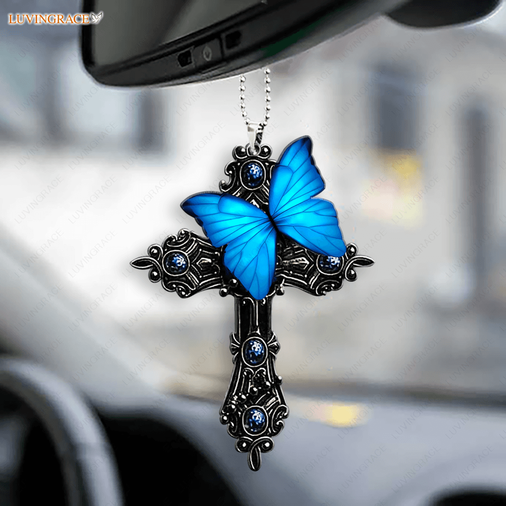 Luvingrace L183 Blue Butterfly Pray For God Ornament