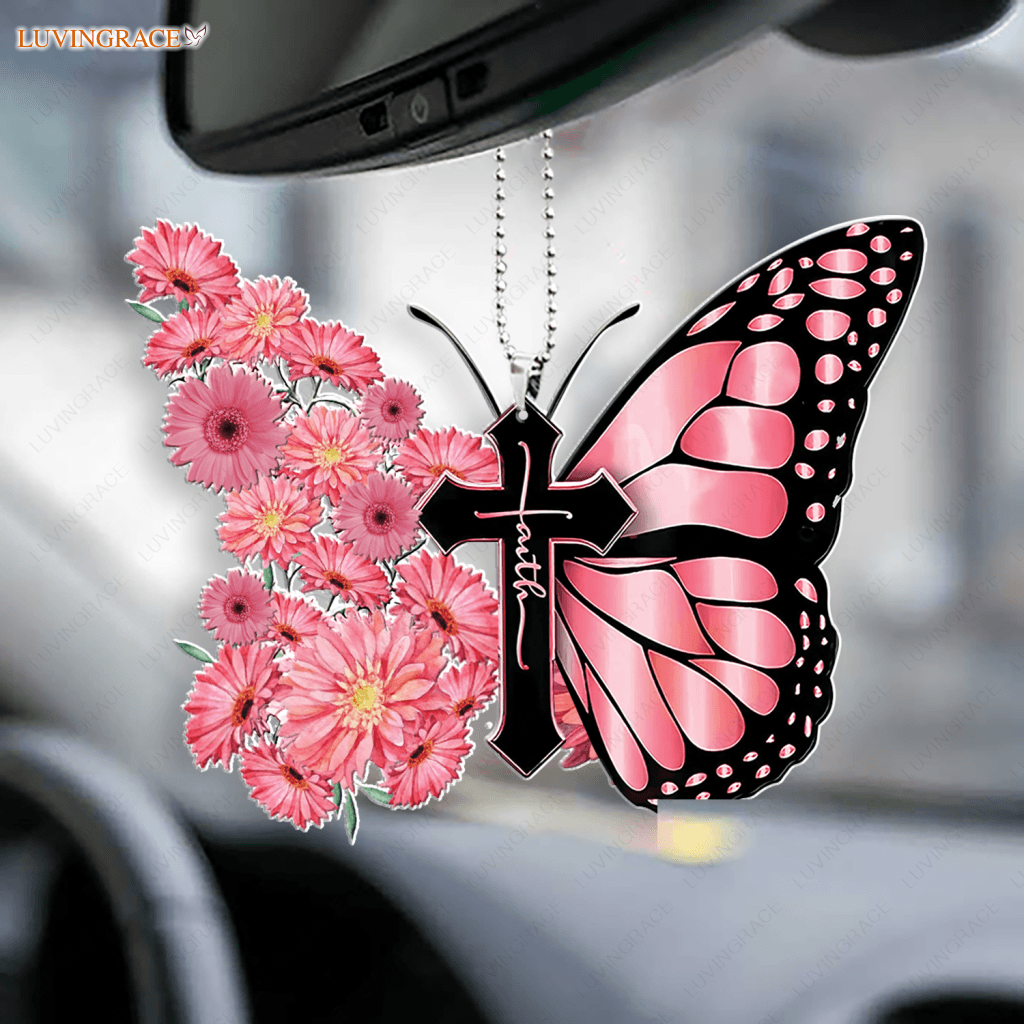 Luvingrace L184 Pink Gerbera Daisy Butterfly Faith Ornament