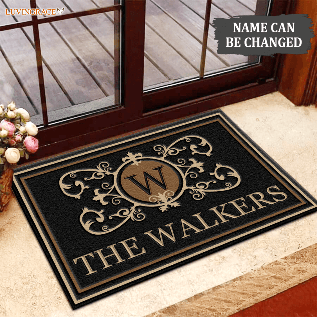 Luvingrace L204 Royal Vintage Monogram Collection Family Name Personalized Doormat