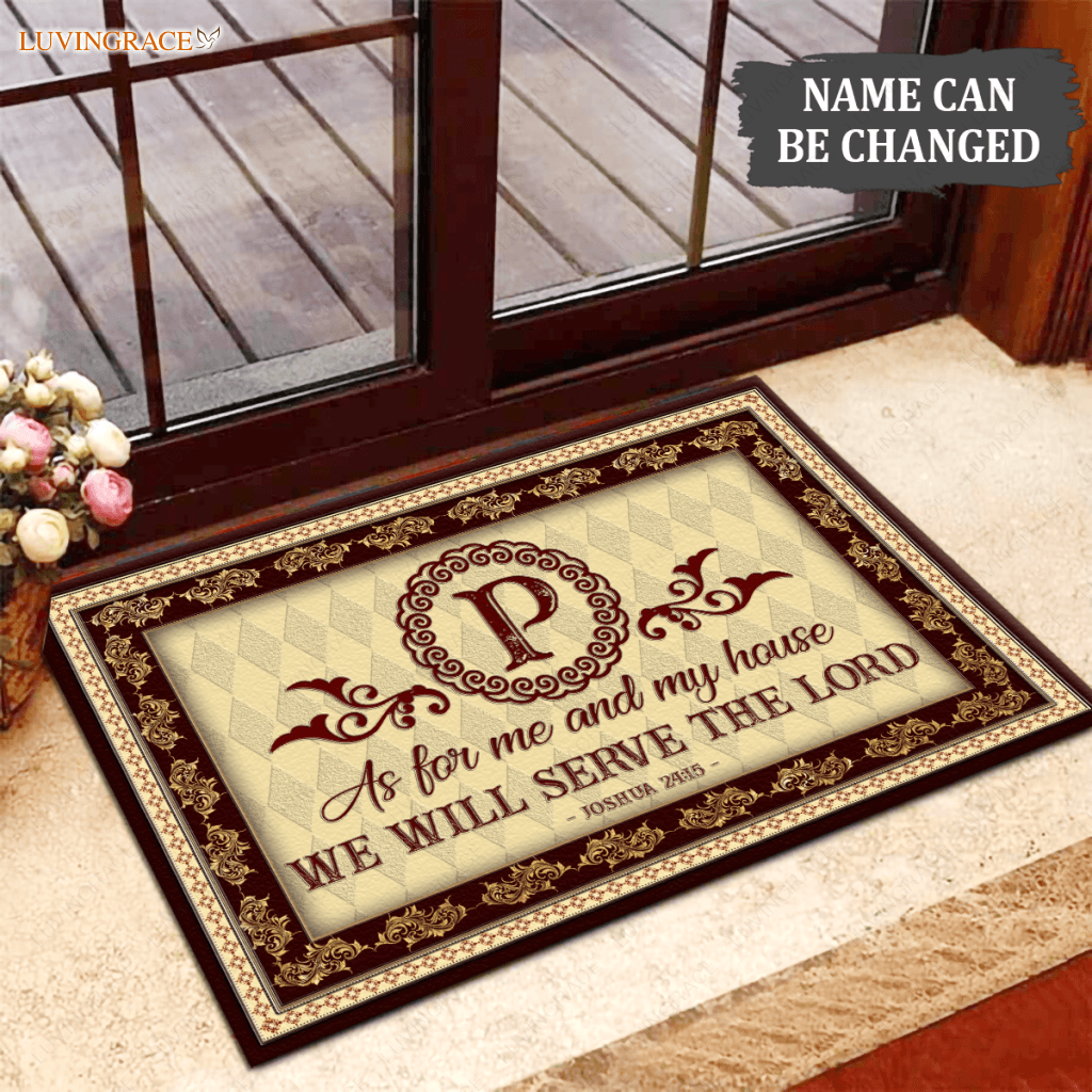 Luvingrace L21 Vintage Monogram Collection As For My House Personalized Doormat