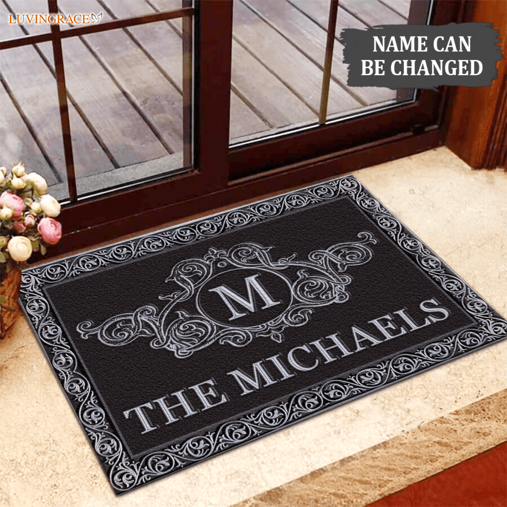 Luvingrace L220 Elegant Vintage Monogram Collection Family Name Personalized Doormat