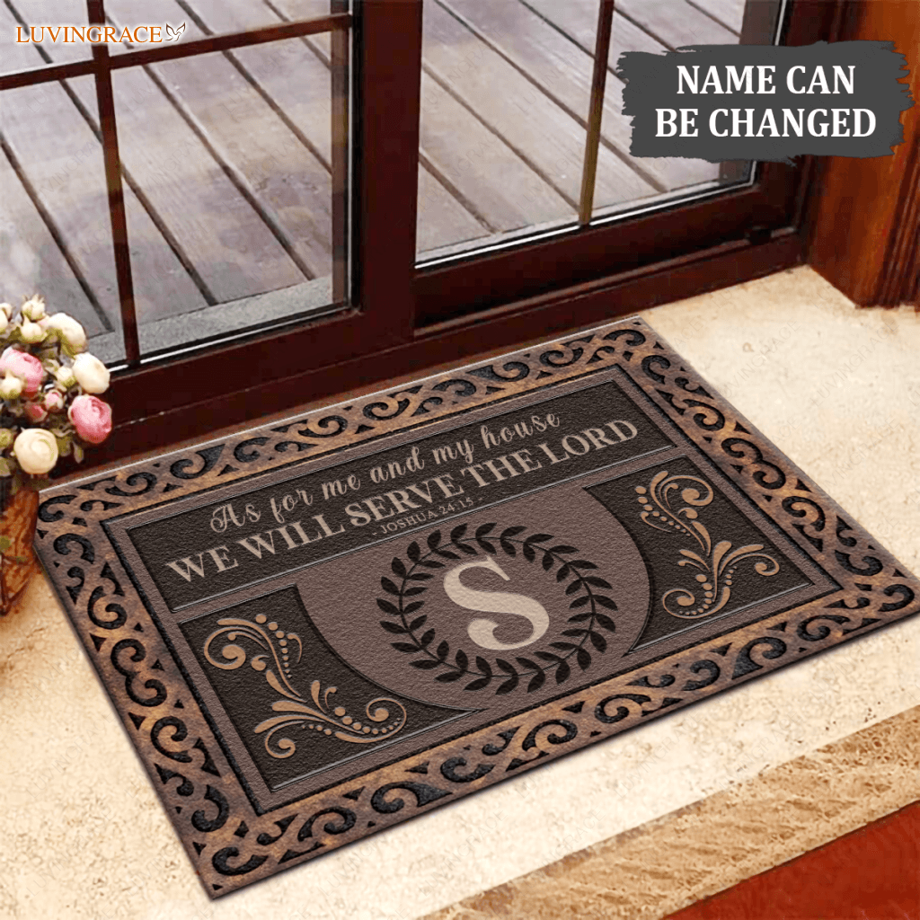 Luvingrace L45 Monogram Collection As For My House Personalized Doormat