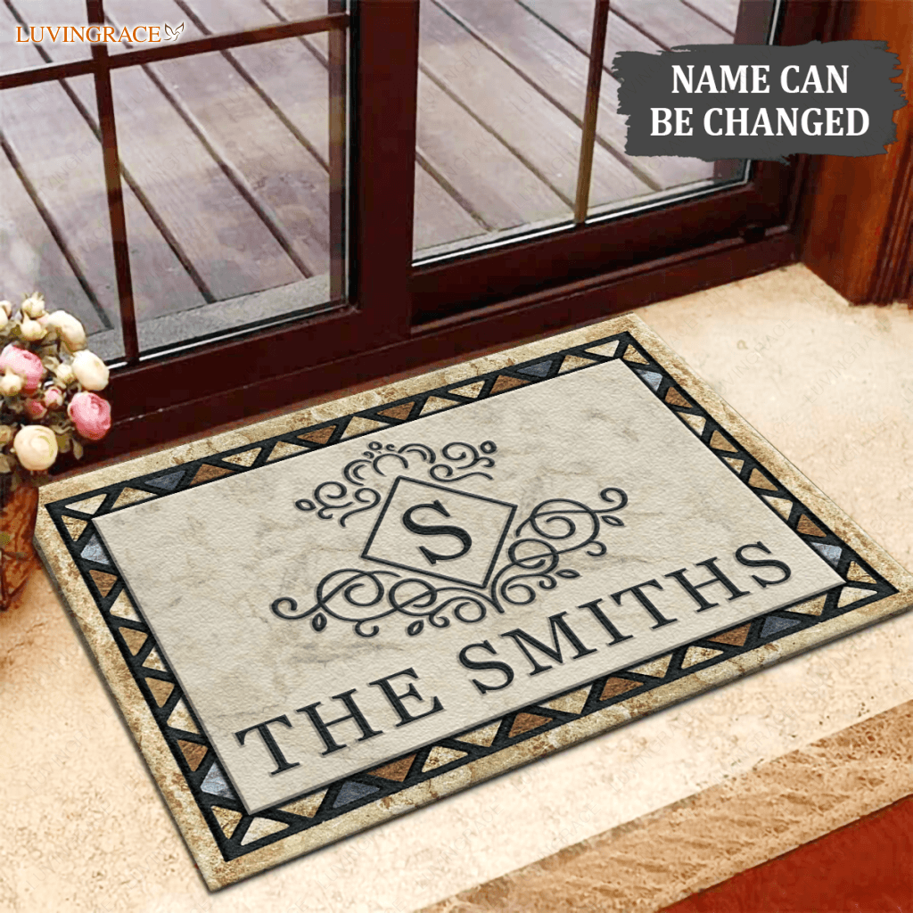 Luvingrace L57 Royal Monogram Collection Family Name Personalized Doormat