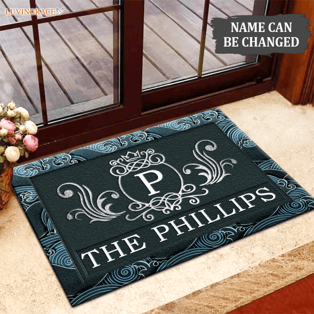 Luvingrace L62 Royal Monogram Collection Family Name Personalized Doormat