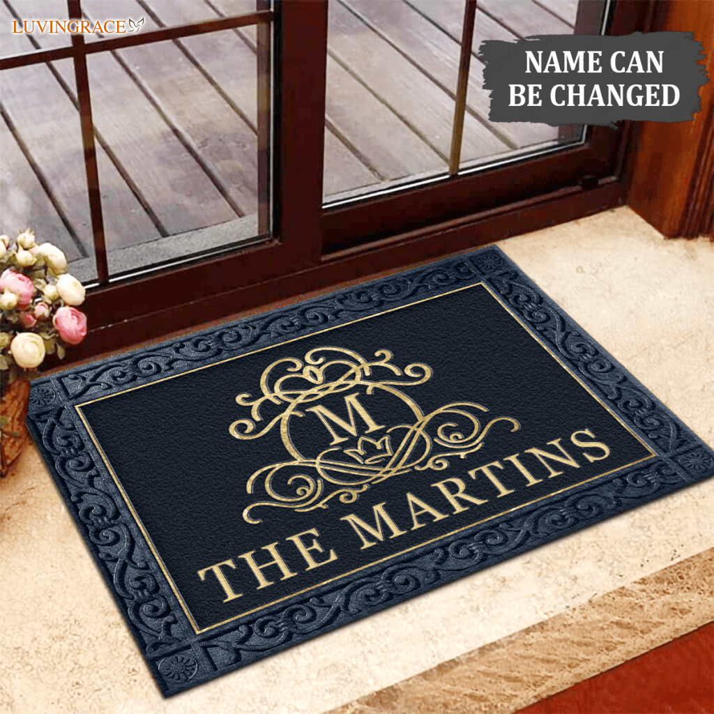Luvingrace L66 Royal Monogram Collection Family Name Personalized Doormat