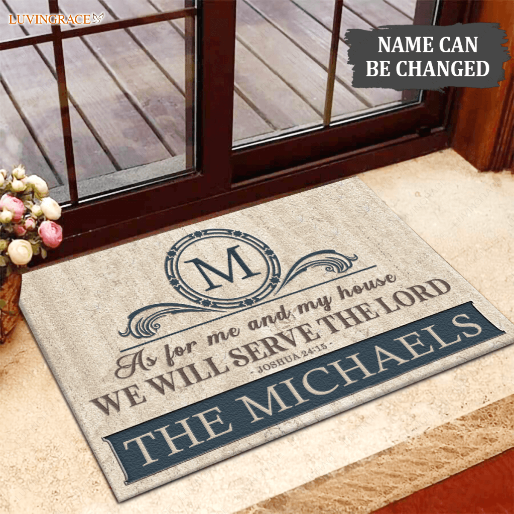 Luvingrace L80 Floral Monogram Collection As For My House Personalized Doormat