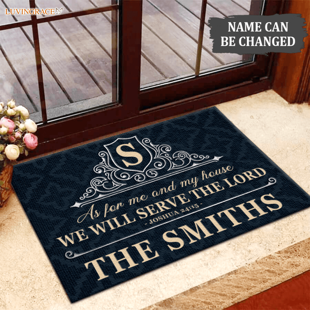 Luvingrace L82 Vintage Monogram Collection As For My House Personalized Doormat
