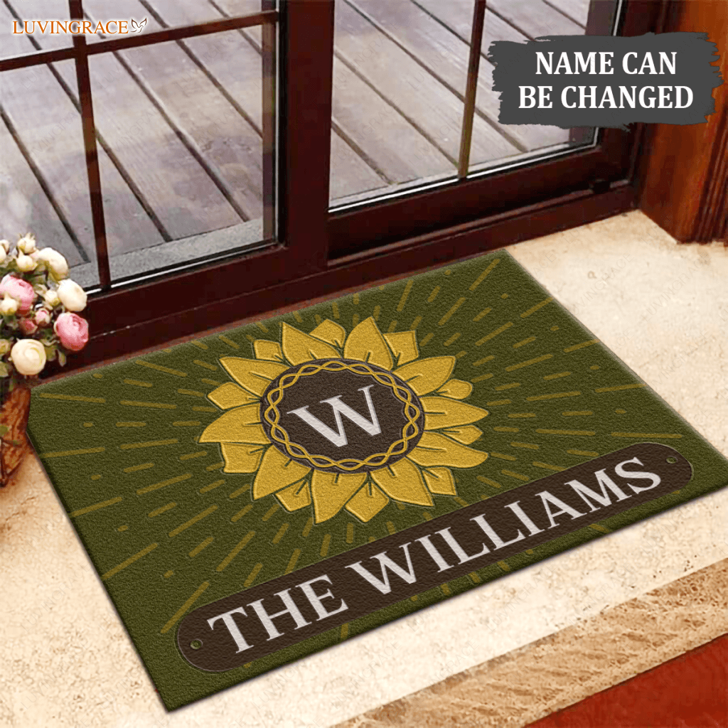 Luvingrace L92 Sunflower Monogram Collection Family Name Personalized Doormat