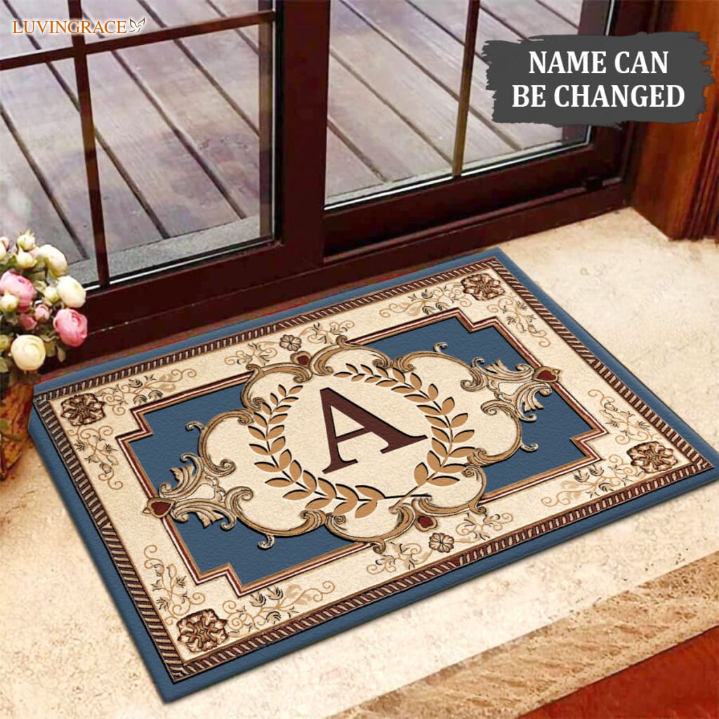 Luvingrace M10 Vintage Monogram The First Letter Of Family Name Personalized Doormat