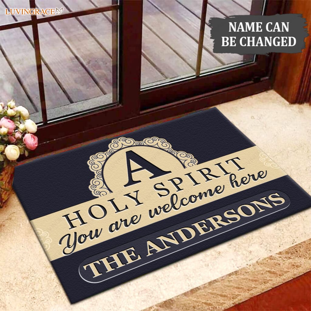 Luvingrace M100 Elegant Monogram Collection Holy Spirit Personalized Doormat