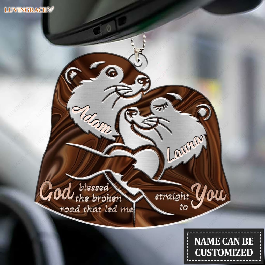 Luvingrace M100 Otter Couple God Blessed Personalized Ornament