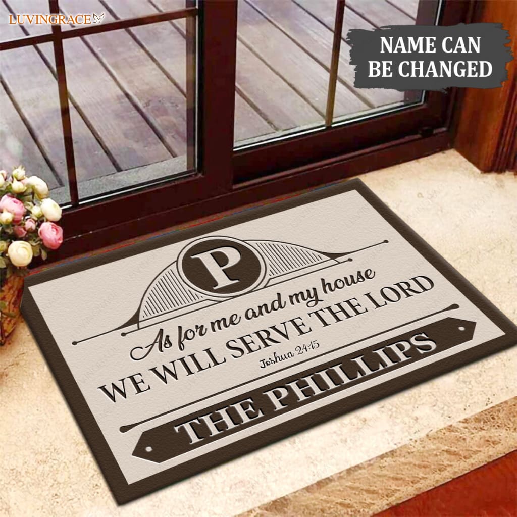 Luvingrace M104 Elegant Monogram Collection As For My House Personalized Doormat