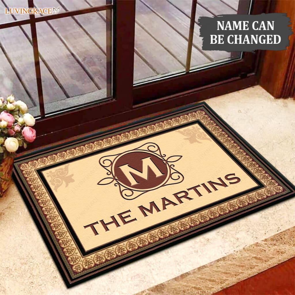 Luvingrace M11 Vintage Monogram Collection Family Name Personalized Doormat