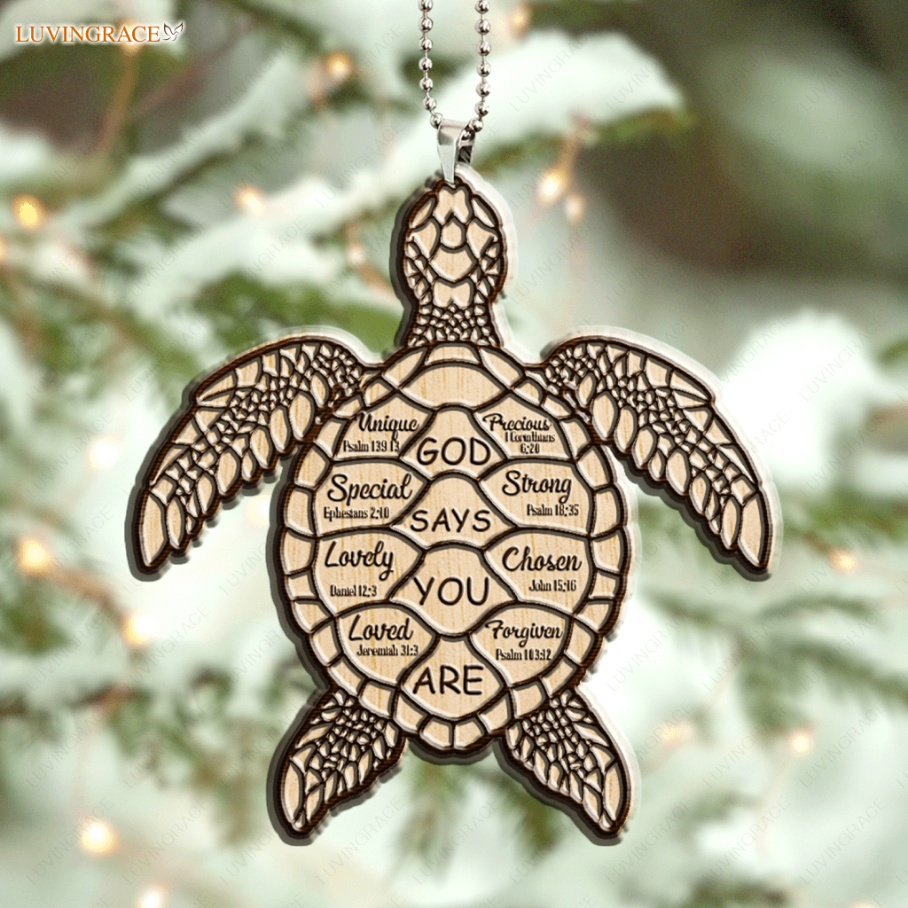 Luvingrace M118 Sea Turtle God Says You Are Wood Engraved Ornament Wooden
