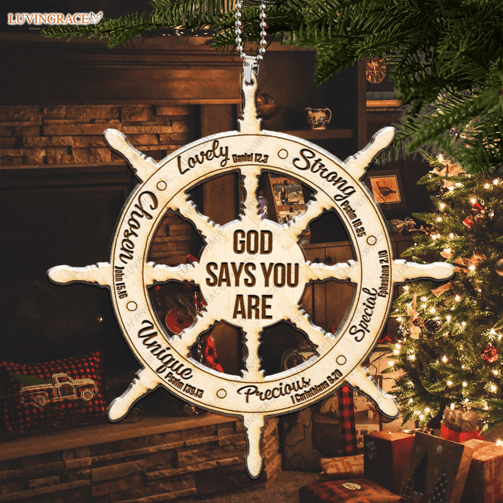 Luvingrace M126 Ship Wheel God Says You Are Wood Engraved Ornament Wooden