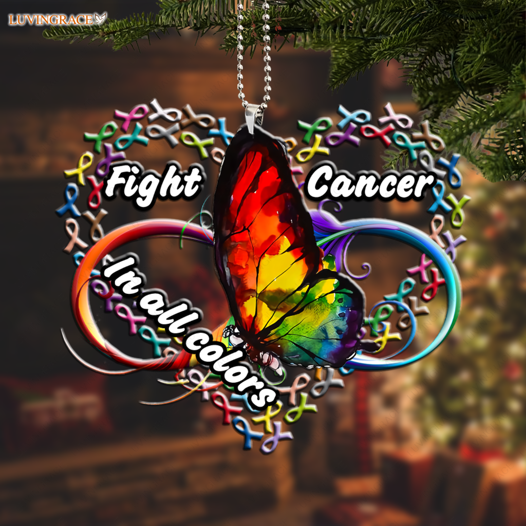 Luvingrace M135 Butterfly Fight Cancer In All Colors Ornament