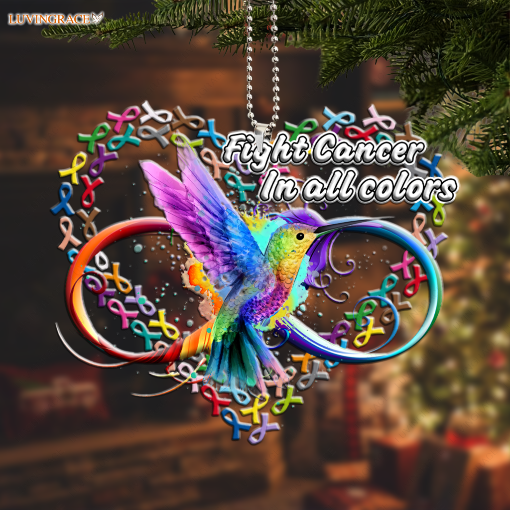 Luvingrace M136 Hummingbird Fight Cancer In All Colors Ornament
