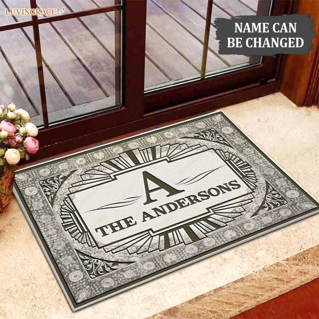 Luvingrace M17 Vintage Monogram Collection Family Name Personalized Doormat