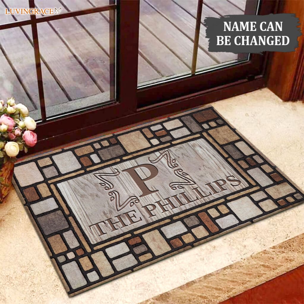 Luvingrace M19 Elegant Monogram Collection Family Name Personalized Doormat